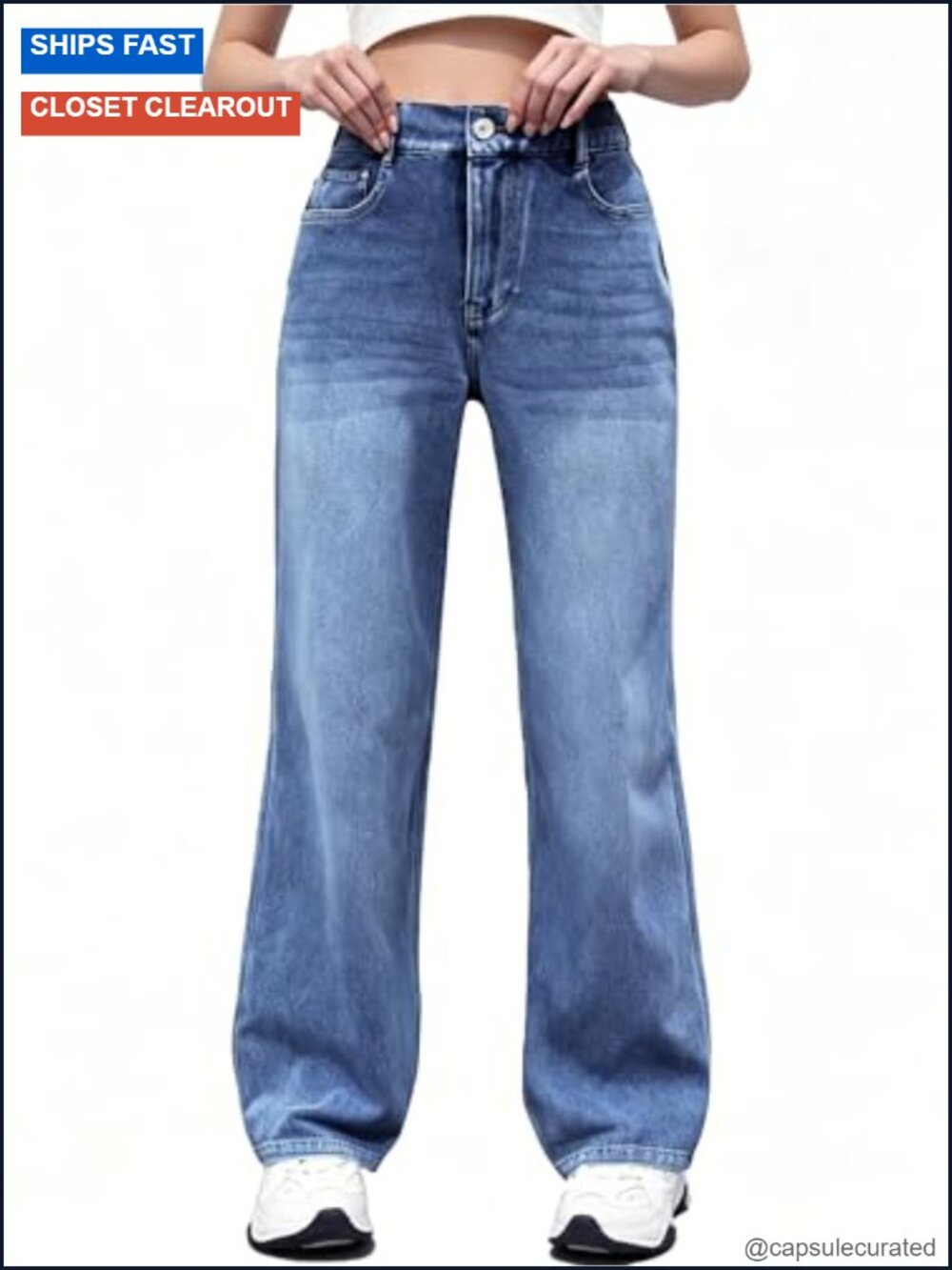 High Stretchy Sweatpant Jeans Women Pull-on Wide Leg